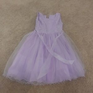 Beautiful girls tulle and floral lace purple dress